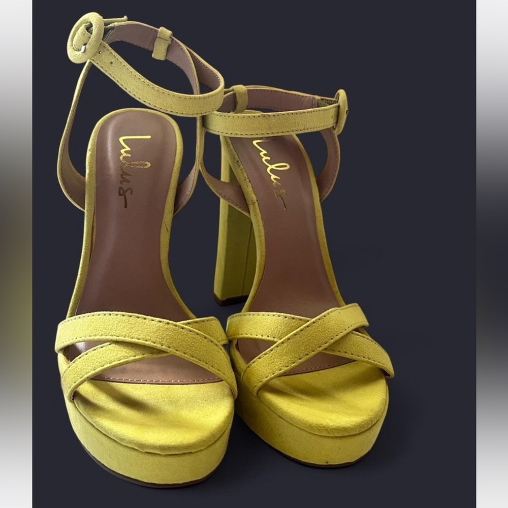 Lulu's Mustard Yellow Strappy Heels